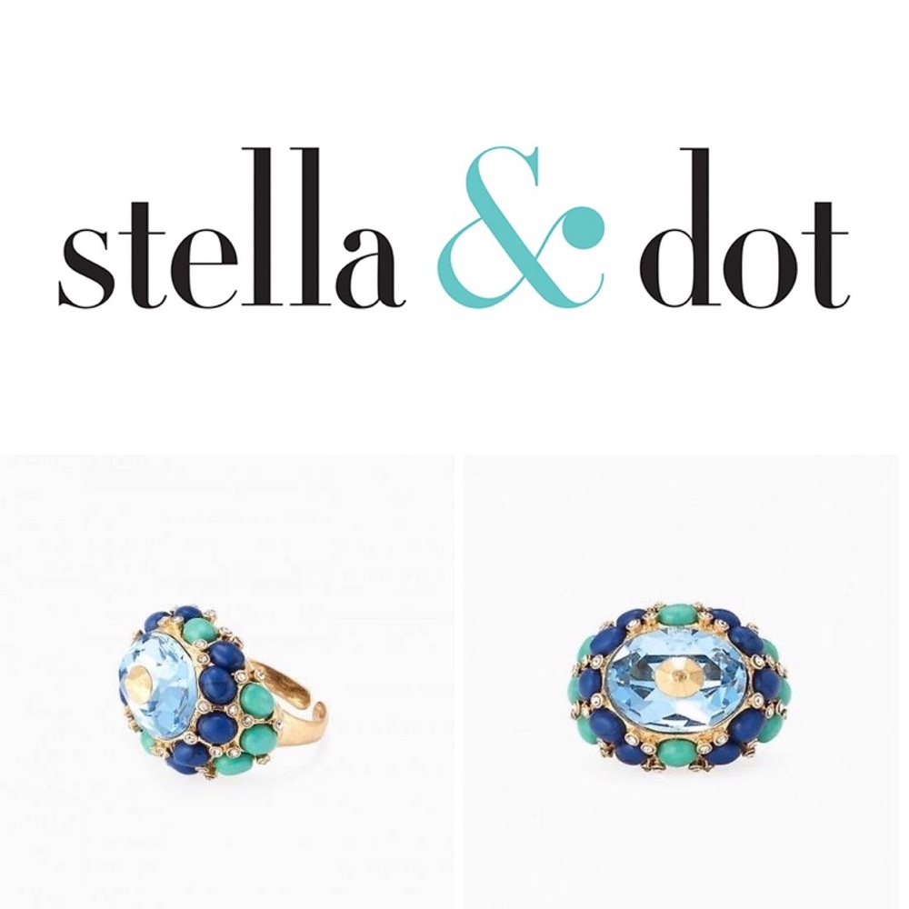 NWT Stella & Dot Tessarae Turquoise & Cobalt Ring